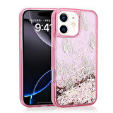 Apple iPhone 11 Uyumlu Kılıf Sıvılı Simli Kelebek Baskılı Şeffaf Arka Yüzey Zore Glis Silikon Kapak