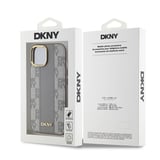 Apple iPhone 15 Uyumlu Kılıf DKNY Orjinal Lisanslı M-safe Şarj Özellikli 3D Yazılı Checkered Pattern Kapak