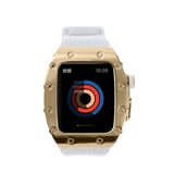 Apple Watch 7 45mm Uyumlu Kordon Metal Kasa Korumalı Silikon Luxury KRD-65 Kayış