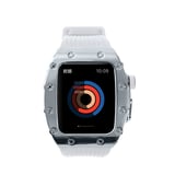 Apple Watch 7 45mm Uyumlu Kordon Metal Kasa Korumalı Silikon Luxury KRD-65 Kayış