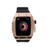 Apple Watch 44mm Uyumlu Kordon Metal Kasa Korumalı Silikon Luxury KRD-65 Kayış