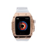 Apple Watch 44mm Uyumlu Kordon Metal Kasa Korumalı Silikon Luxury KRD-65 Kayış