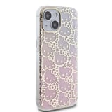Apple iPhone 15 Uyumlu Kılıf Hello Kitty Orjinal Lisanslı Renk Geçişli Elektroplating Kaplama Kitty Head Desenli Kapak