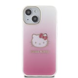 Apple iPhone 15 Uyumlu Kılıf Hello Kitty Orjinal Lisanslı Yazı ve İkonik Logolu Elektroplating Kaplama Gradyan Kapak