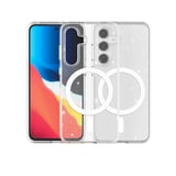 Samsung Galaxy S24 FE Uyumlu Kılıf M-safe Şarj Özellikli Parlayan Simli Saydam Renkli Zore Allstar Kapak