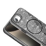 Apple iPhone 16E Uyumlu Kılıf M-safe Şarj Özellikli Parlayan Simli Zore Okso Kapak