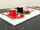 Doğal Mermer Tepsi 25x40cm Gold Slim Kulp