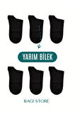 6'lı Beyaz-Siyah Erkek Yarım Bilek Çorap