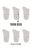 6'lı Beyaz-Siyah Erkek Yarım Bilek Çorap