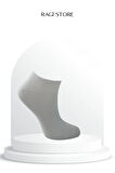 5'li Dikişsiz Düz Penye Beyaz Kadın Patik Çorap