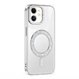 iPhone 11 Kılıf Pırlanta Taş Tasarımlı M-safe Şarj Özellikli Karetta Silikon Kapak