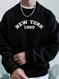 New York 1980 Letter Creative Prints Kapüşonlu Kazaklar Erkek Yumuşak Sıcak Kapüşonlular Cep