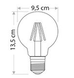 Cata CT-4354 6W E27 Duylu G95 Glop Rustik Led Ampul Günışığı Rengi