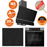 Ferre FryArt&FlowArt Rivo Sessiz Davlumbaz Elektrikli Inox-Siyah Ank. Set(D080-SA + MS261 + XE63MI)