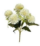Yapay Çiçek Krizantem Kartopu Beyaz 5 Kafalı Demet Cipsolu
