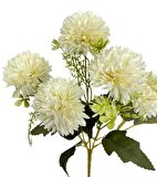 Yapay Çiçek Krizantem Kartopu Beyaz 5 Kafalı Demet Cipsolu