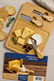 Peynir Kesme Sunum Tahtası Seti  2 Bıçaklı Bambu Kesme Tahtası Bambu Servis Tahtası