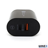 Global Dijital Göstergeli PD20W Type-C+UsbA Çift Çıkışlı Şarj Aleti Başlığı WNE0128