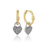 Taşlı Kalp Sallantılı Küpe