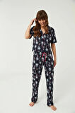 Pijama Takım Pamuk Amelie Navy 2'li Takım