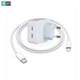 Global N45 35W Yeni Nesil Apple Uyumlu Çift PD Type-C Port Compact Çıkışlı Ev tipi Şarj Aleti Kablolu Set