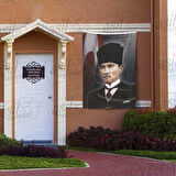 Kalpaklı Gazi Mustafa Kemal Atatürk - Ay Yıldız - Türk Bayrağı Poster - Bayrak 100x150 Cm
