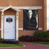 Takım Elbiseli Sivil Gazi Mustafa Kemal Atatürk -siyah Beyaz Portre - Poster Bayrak 100x150 Cm