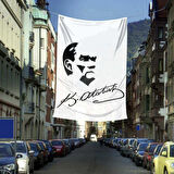 Siyah - Beyaz Mustafa Kemal Atatürk Silüeti Poster Bayrak - 400x600 Metre