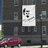 Siyah - Beyaz Gazi Mustafa Kemal Atatürk Silüeti Poster Bayrak - 3x4,5 Metre