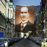 Mustafa Kemal Atatürk Sivil Portre - Poster Dış Cephe Bayrağı - 4x6 Metre