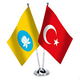 Kalmuk Cumhuriyeti - Türkiye -saten Masa Bayrağı