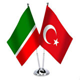 Tataristan - Türkiye - İkili Saten Masa Bayrağı