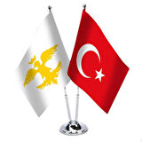 Avrupa Hun İmparatorluğu Ve Türkiye- İkili Saten Masa Bayrağı