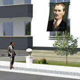Takım Elbiseli Sivil Mustafa Kemal Atatürk Dış Cephe Poster Bayrağı Ata6