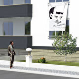 Gazi Mustafa Kemal Atatürk Silüeti - K, Atatürk İmzalı Poster Bayrağı Ata27