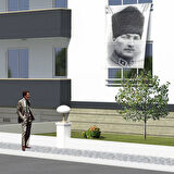 Kalpaklı Gazi Mustafa Kemal Atatürk - Siyah Beyaz Portre - Poster Bayrak Ata30