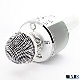 Global UsbA+TF Sd Kart+3.5mm Aux Girişli Bluetooth Karaoke Mikrofonu Gümüş WNE0146