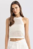 DeFacto Crop Halter Yaka Ajur Triko Atlet C4589AX24SMER105