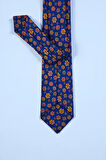 Slim Çiçekli Lacivert Kravat & Mendil