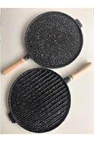 Eda granit grill çift taraflı ızgara ve gözleme tavası 36 cm. yuvarlak
