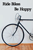 Ahşap Ride Bikes Be Happy Duvar Yazısı Duvar Süsü Bisiklet  Dekoratif Obje