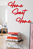 Kırmızı Home Sweet Home Yazısı Duvar Tablosu Ahşap  Dekoratif Obje