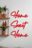 Kırmızı Home Sweet Home Yazısı Duvar Tablosu Ahşap  Dekoratif Obje