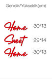 Kırmızı Home Sweet Home Yazısı Duvar Tablosu Ahşap  Dekoratif Obje