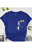 Kadın Kedi Cep Baskılı Regular T-shirt