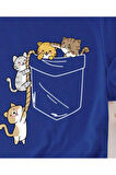 Kadın Kedi Cep Baskılı Regular T-shirt