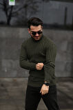 •	Erkek Kazak Balıkçı Yaka Boğazlı Slim Fit Örgü Erkek Triko Kazak  