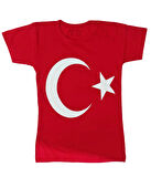 Türk Bayraklı Tişört Pamuklu Kırmızı Çocuk T-shirt- 6 yaş