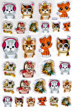 Sticker Kabartmalı A4 Boyutunda Stiker Defter, Planlayıcı Etiket-(lim525) - Kedi Çıkartma