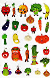 Sticker Kabartmalı A4 Boyutunda Stiker Defter, Planlayıcı Etiket-(lim550) - Meyve Sebze